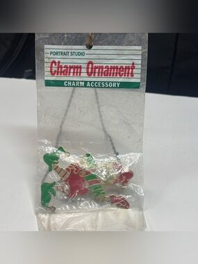 Gloria Duchin metal ornament 1980 Elf Etched vintage enameled USA 90s